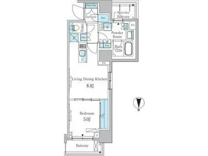 パークアクシス蔵前(1LDK/14階)の間取り写真
