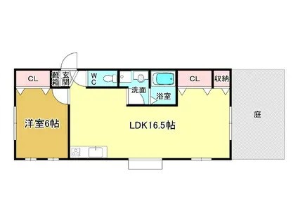 ベルシオン桜ヶ丘II(1LDK/1階)の間取り写真