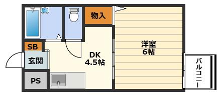 メゾン扇町(1DK/3階)の間取り写真