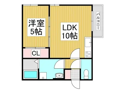 ベルリードマンション島内(1LDK/1階)の間取り写真