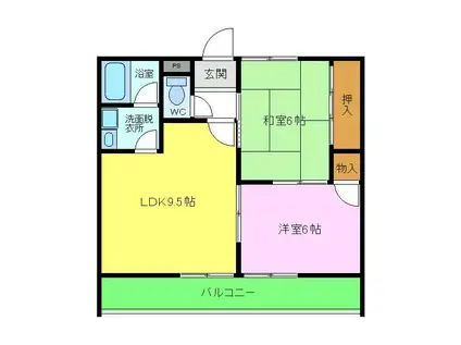 カステルヌオーボ(2LDK/1階)の間取り写真