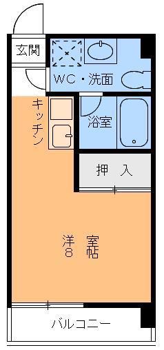 ハイジュネス(ワンルーム/2階)の間取り写真