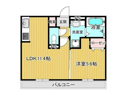 パークヴィラ下南部I棟(1LDK/3階)の間取り写真