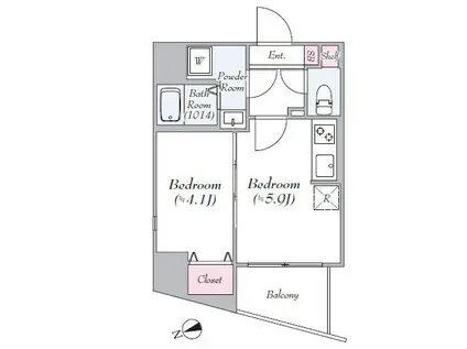 レピュア東向島(1DK/9階)の間取り写真