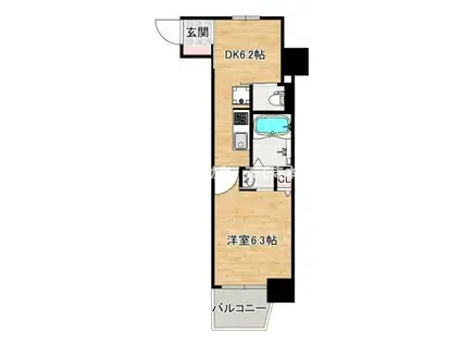 リフレス天王寺国分町(1DK/6階)の間取り写真