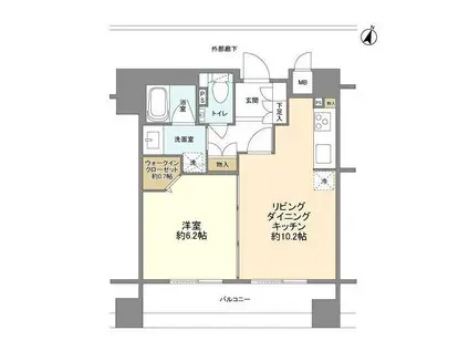 レフィール日本橋本町(1LDK/3階)の間取り写真