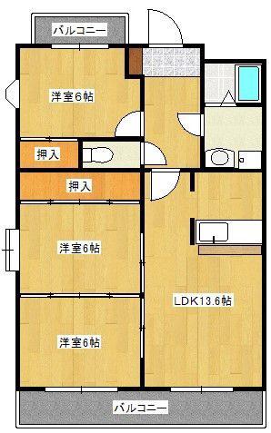 アビタシオン二日市(3LDK/6階)の間取り写真