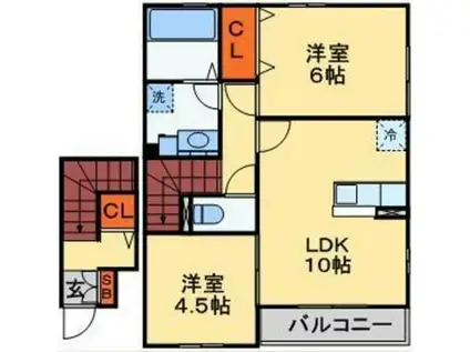 ロイヤルヒルズP(2LDK/2階)の間取り写真
