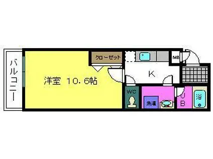 フジパレスリベーラ今福(1K/2階)の間取り写真