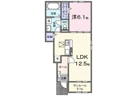 クレスト(1LDK/1階)の間取り写真