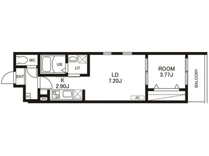 CHERIM竹下イースト(1LDK/2階)の間取り写真