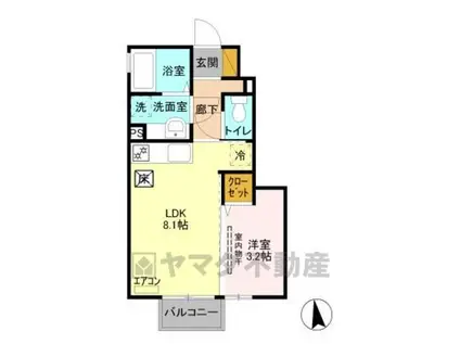 REVE・K(1LDK/1階)の間取り写真