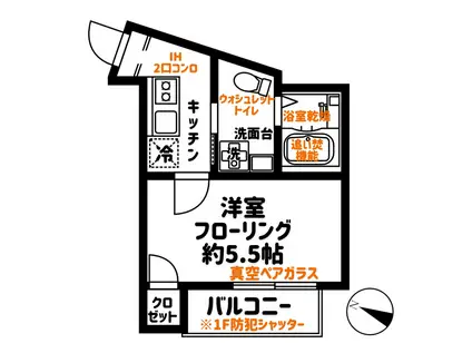 グランク西船(1K/2階)の間取り写真