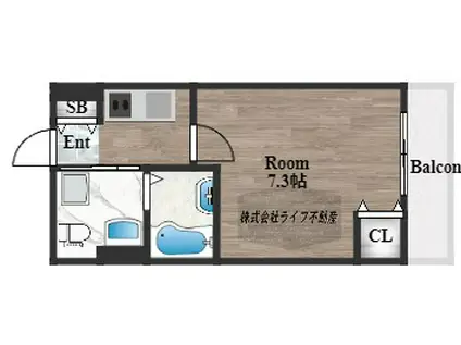 パラドール大蓮東(1K/3階)の間取り写真