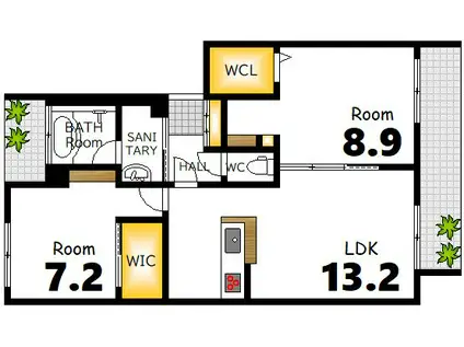 シャーメゾンフロントゲート(2LDK/2階)の間取り写真