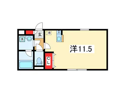 柳都ハイツ東掘(ワンルーム/1階)の間取り写真