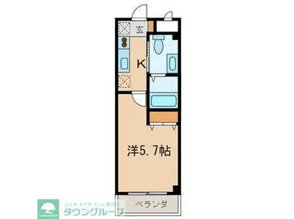 アクア入船(1K/3階)の間取り写真