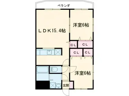 マリベールシラキ(2LDK/2階)の間取り写真