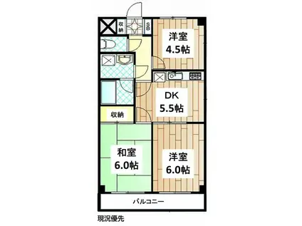 マンション アドミール(3DK/2階)の間取り写真