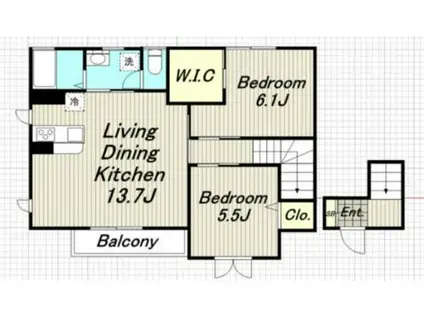 グランローズA・B(2LDK/2階)の間取り写真