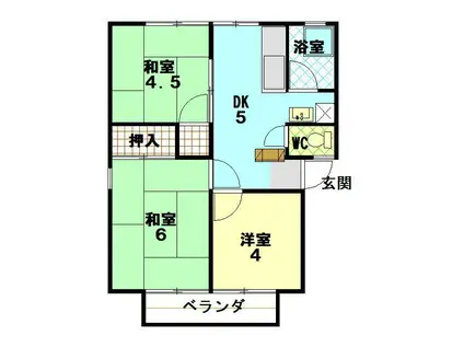 西グリーンハイツD棟(3DK/2階)の間取り写真