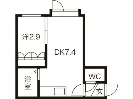 アーバンテラス北26条(1DK/1階)の間取り写真