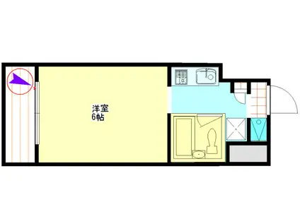 ヒルトップ霞ヶ丘(ワンルーム/2階)の間取り写真