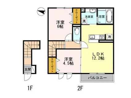 ヴィオラ志染(2LDK/2階)の間取り写真