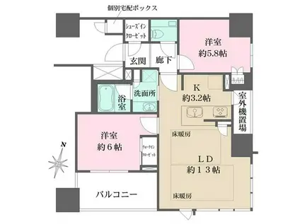 ザ・パークハウス大阪梅田タワー(2LDK/4階)の間取り写真