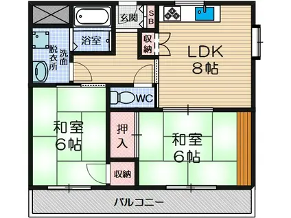 東山ハイツ(2LDK/2階)の間取り写真