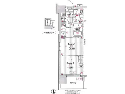 ガーラ・プライム川崎西口(2K/2階)の間取り写真