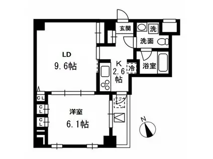 レジディア南雪谷(1LDK/4階)の間取り写真