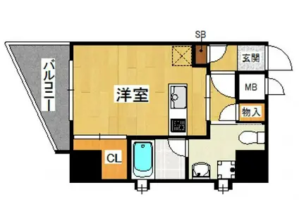 プライムアーバン薬院南(ワンルーム/2階)の間取り写真