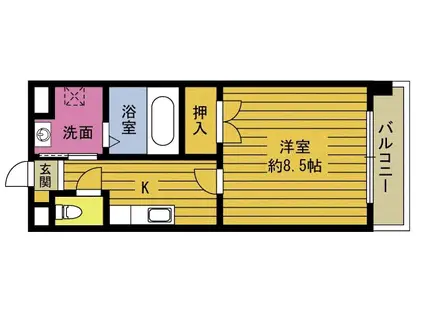 ルミナス浜田(1K/2階)の間取り写真