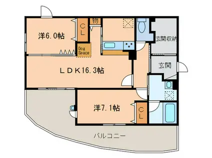 LOUVE(2LDK/5階)の間取り写真