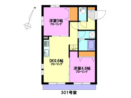 ＪＲ京浜東北線 川口駅 徒歩8分 3階建 築10年(2DK/3階)の間取り写真
