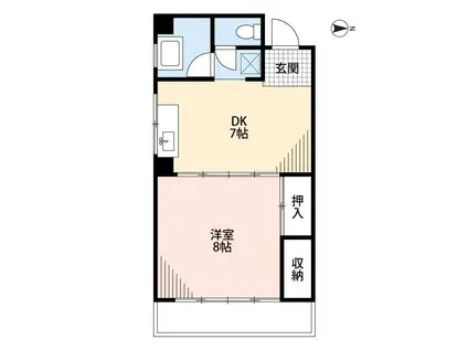 上良ビル(1DK/5階)の間取り写真