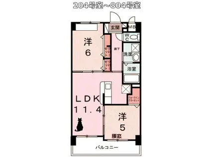 コンフォート フィールド(2LDK/2階)の間取り写真
