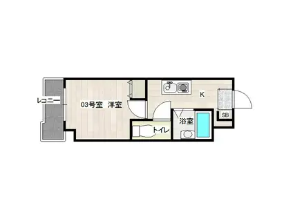 モアフィールド箱崎II(1K/12階)の間取り写真