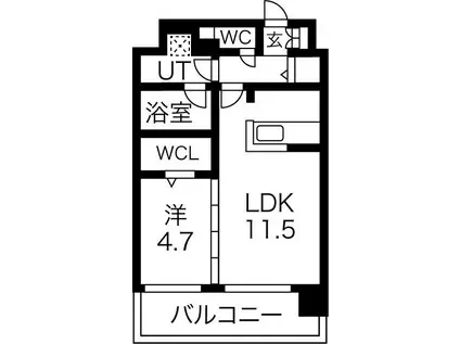 アグレアーブル(1LDK/3階)の間取り写真