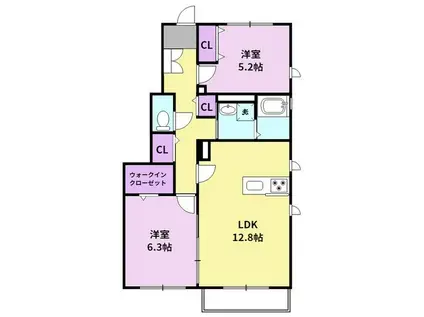 LIBERTAS I(2LDK/1階)の間取り写真