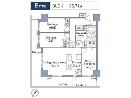 ラクレイス香椎照葉(3LDK/3階)の間取り写真