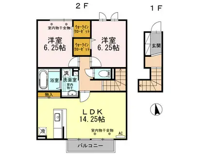 AVANZAR(2LDK/2階)の間取り写真