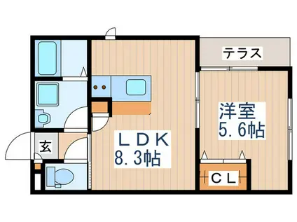 ヴァンベールヒルズ国立(1LDK/1階)の間取り写真