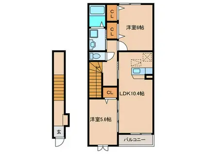 アルモニー(2LDK/2階)の間取り写真