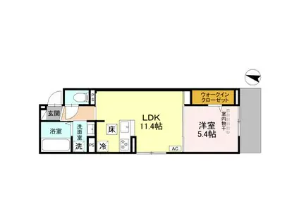 NOBLE TERRACE中山手(1LDK/1階)の間取り写真