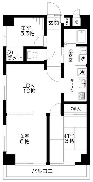 日神パレステージ河辺第2(3LDK/1階)の間取り写真