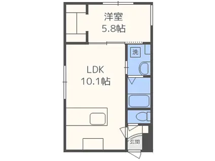 レブニーズ ザ・レジデンス二十四軒 ファースト(1LDK/2階)の間取り写真