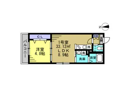 ルノン松戸(1LDK/1階)の間取り写真