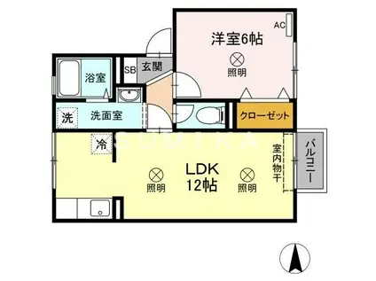 シャトレアン津高II(1LDK/2階)の間取り写真